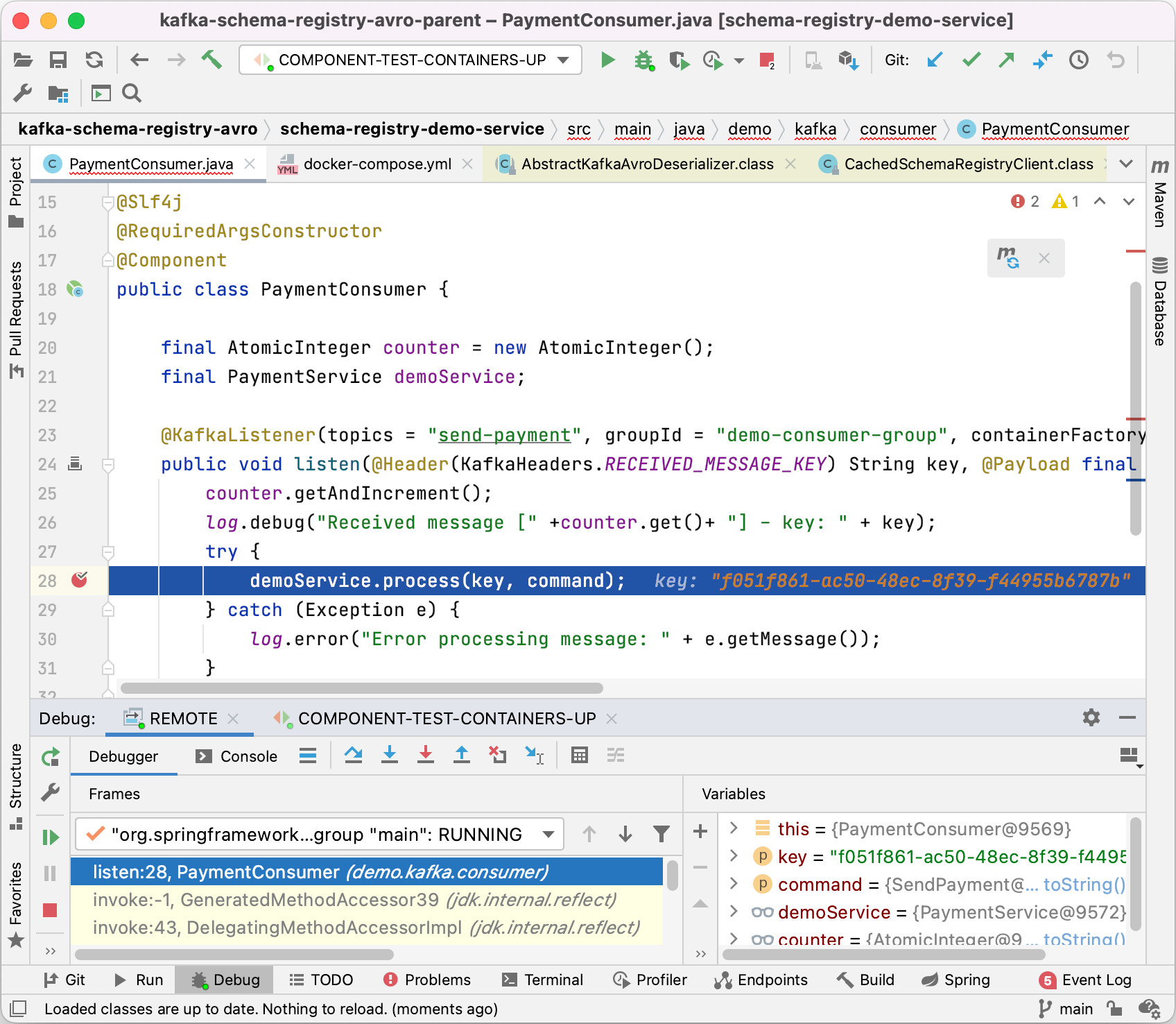 Figure 3: Hitting a breakpoint in the IDE